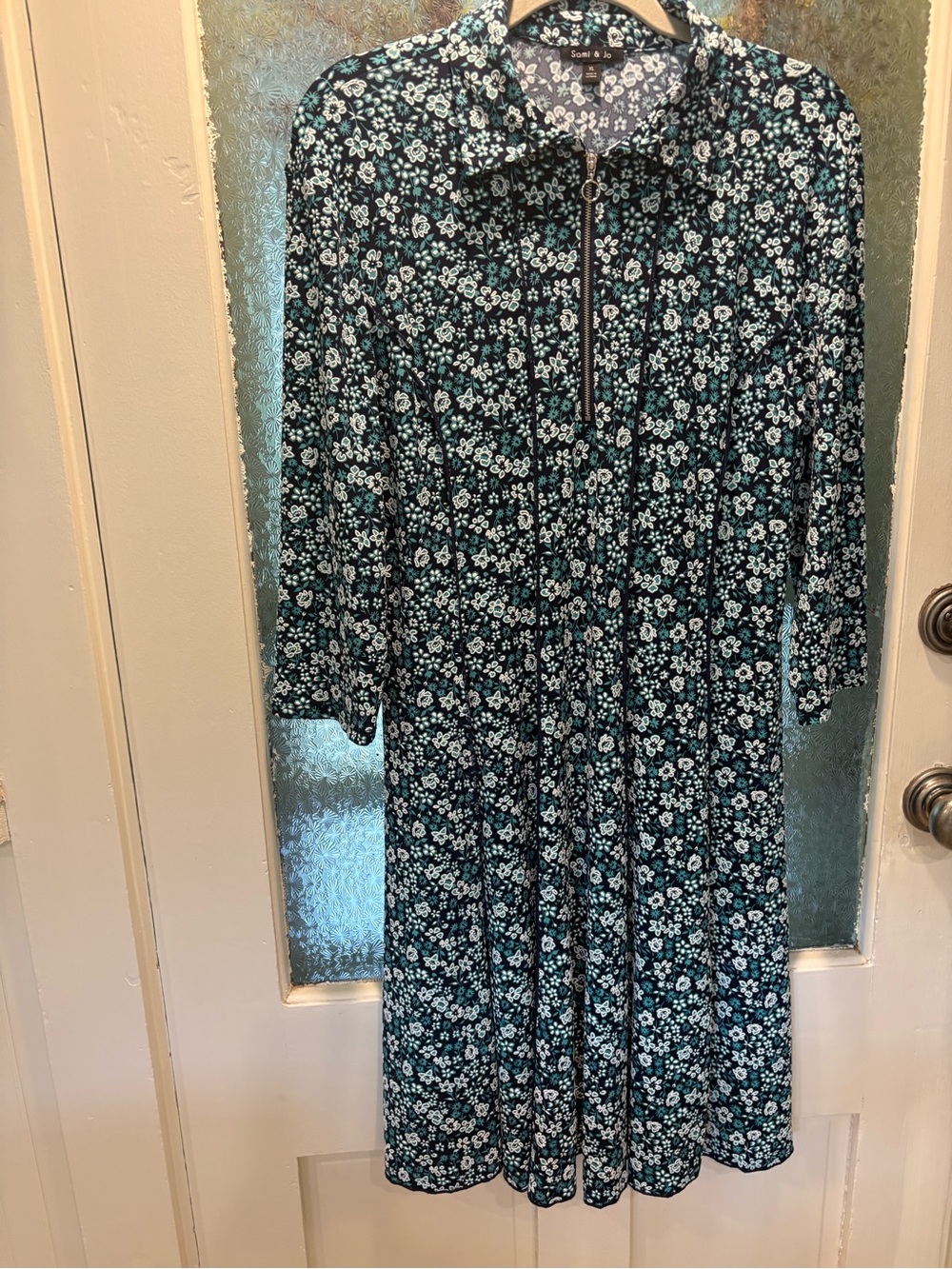 Sami & Jo XL Zip-Front Dress - Black,White&Teal